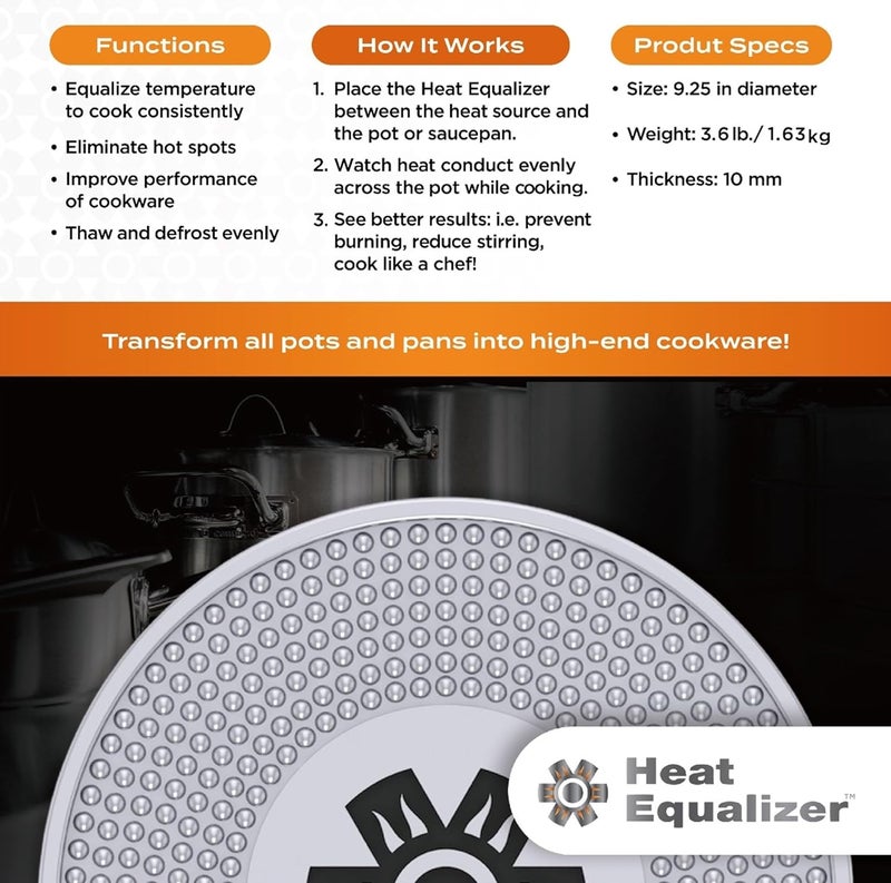 Heat Equalizer -9.25 inch Cast Iron Heat Diffuser Plate for Gas & Electric Stoves | Even Heat Distribution & Simmer Plate-even cooking-Durable Heat Tamer for Burners & Cooktops - Image 4